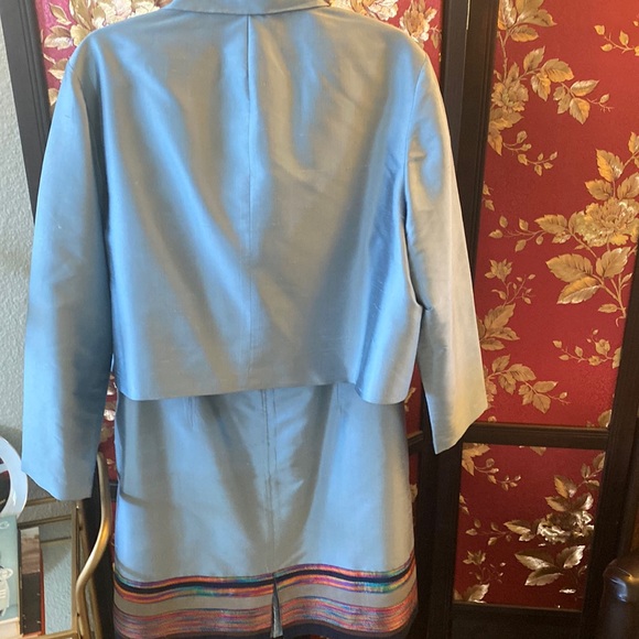 Ice Dresses & Skirts - ICE 2 Pc💎Blue Silk Dress. Sleeveless Sheath Dress Long Sleeve Jacket. 16W(EUC)